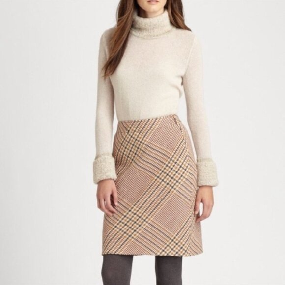 Tory Burch Jasmine Glen Plaid Wool Skirt - Picture 1 of 11